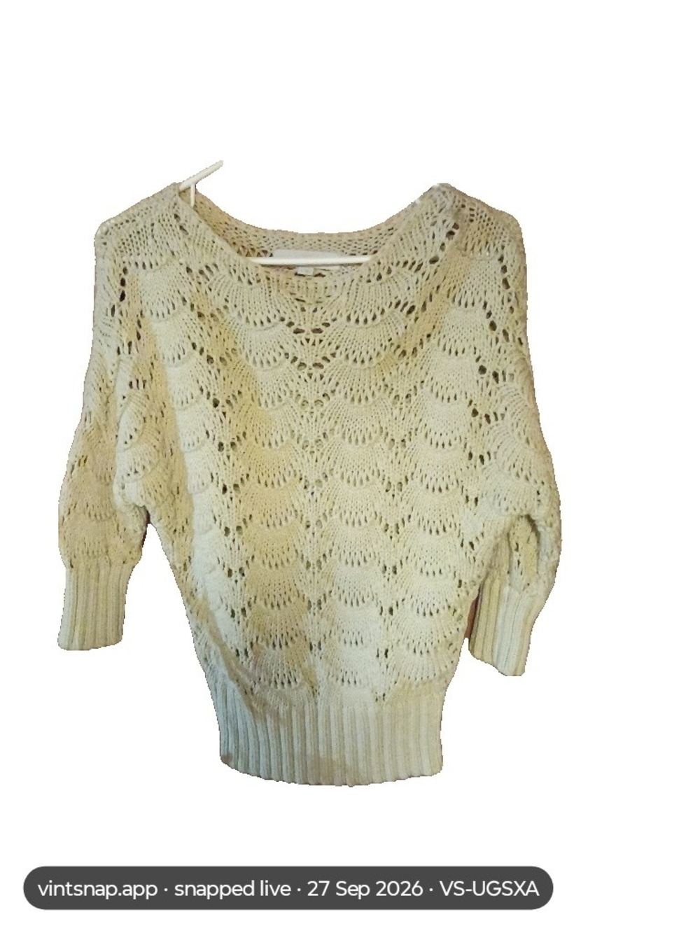 LOFT Cream Open-Knit Scoop Neck Sweater